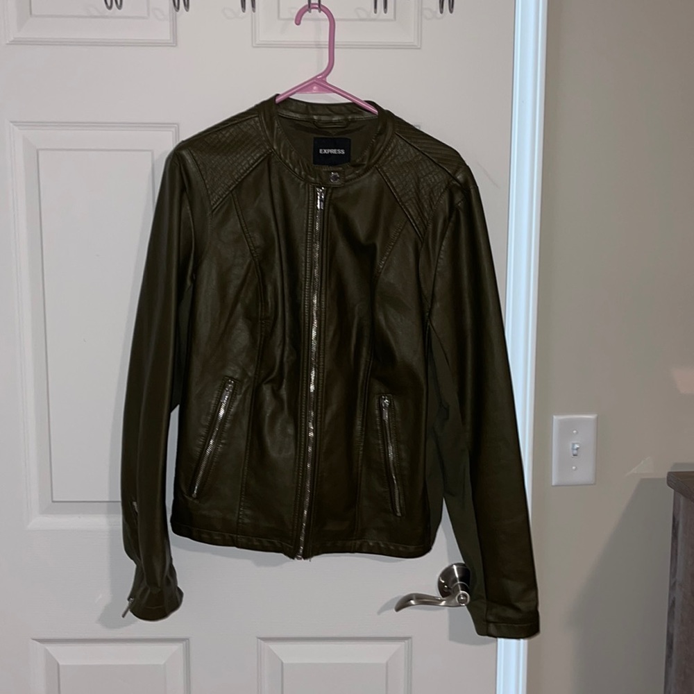 Express Olive Leather Jacket